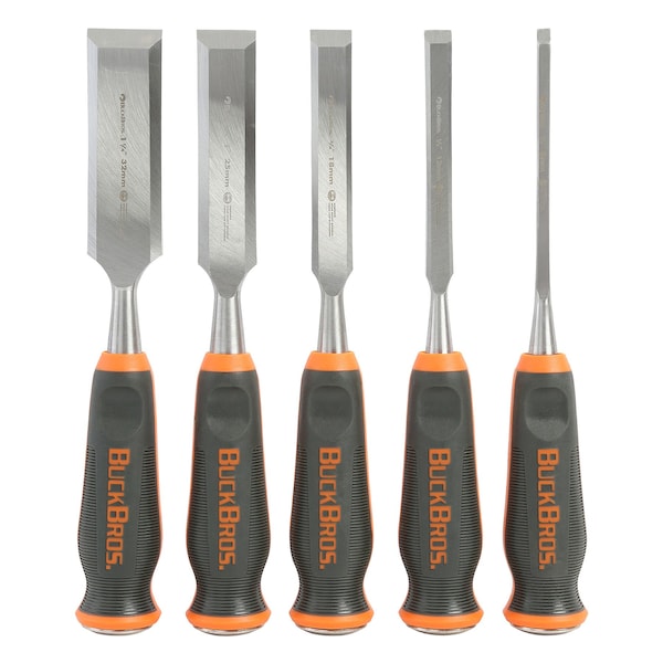 5 Piece Comfort Grip Wood Chisel Set â Â¼â, Â½â, Â¾â, 1â